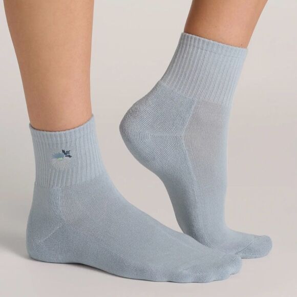 Ted Baker Blue Gray White High Quarter Crew Floral Embroidery Stretch Socks 3pk - Picture 3 of 12